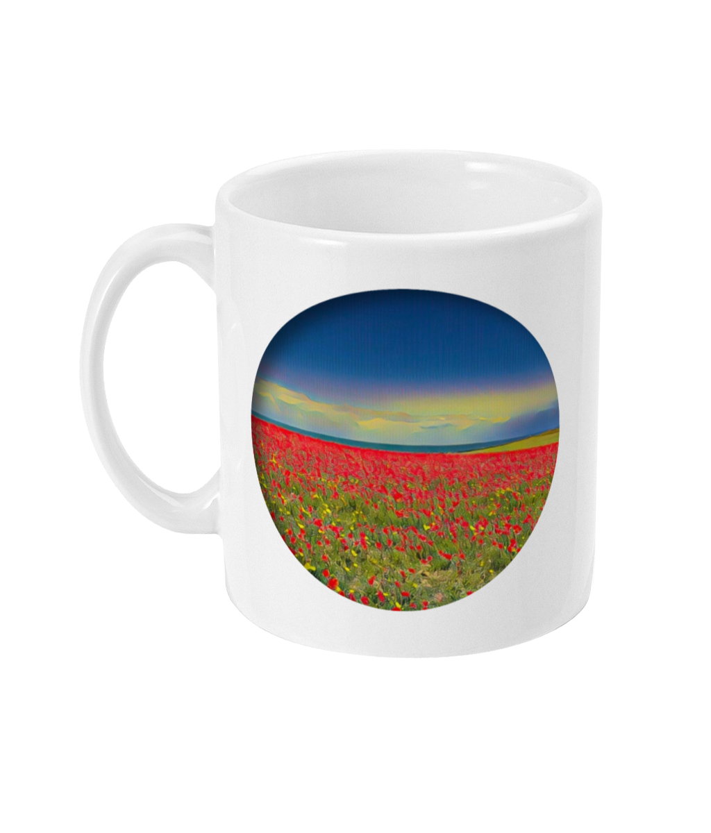 11oz  Ceramic Mug - The Poppy Field - Above the Coast