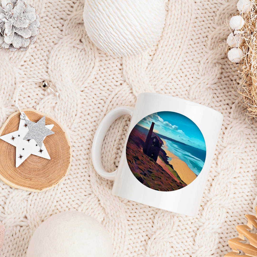 11oz Ceramic Mug -  Chapel Porth Beach - Above the Coast