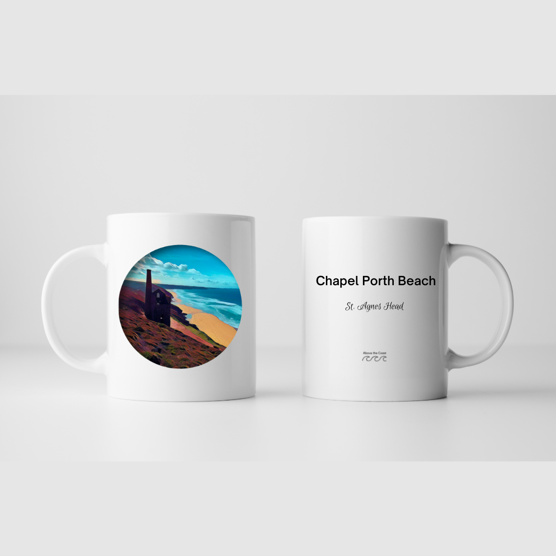 11oz Ceramic Mug -  Chapel Porth Beach - Above the Coast