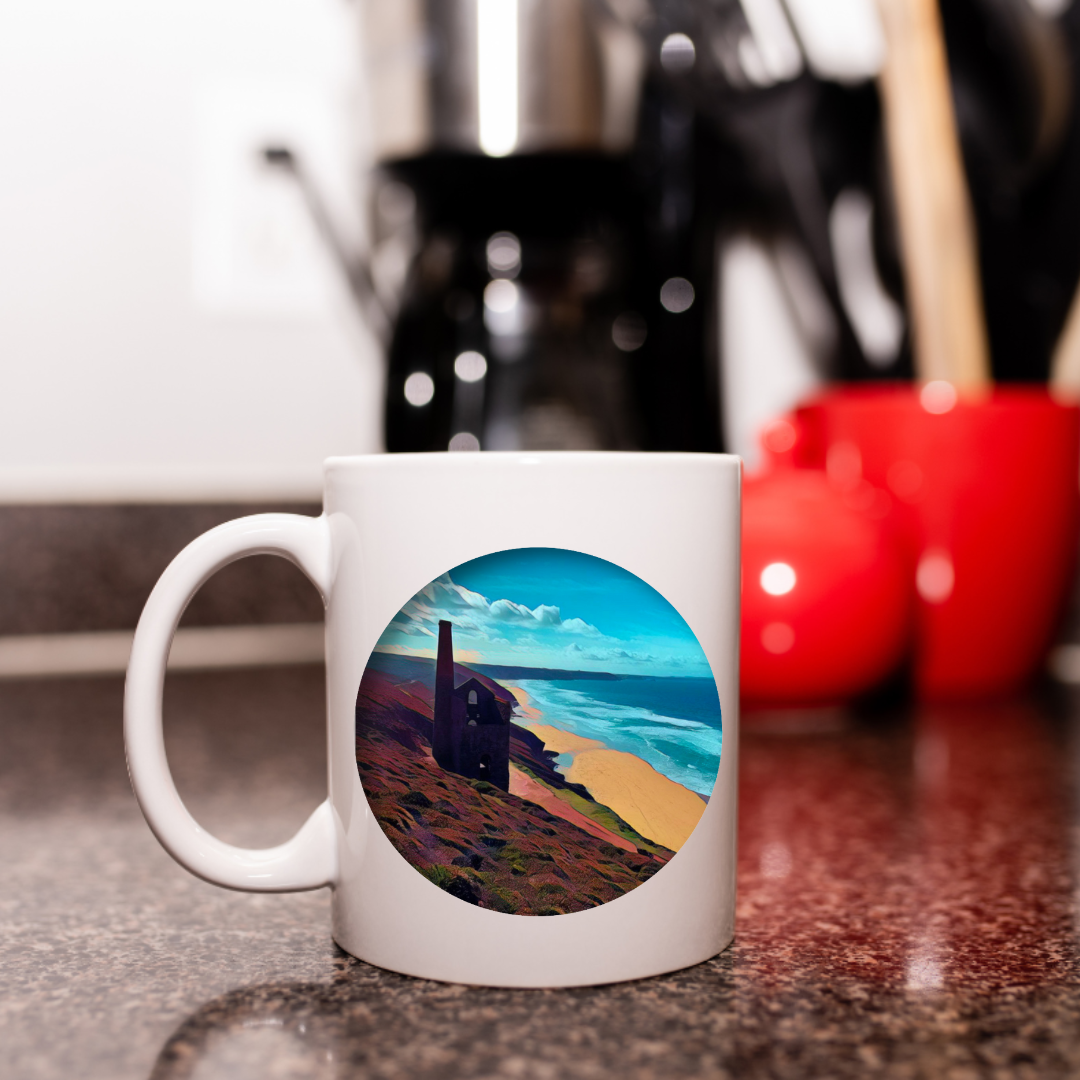 11oz Ceramic Mug -  Chapel Porth Beach - Above the Coast