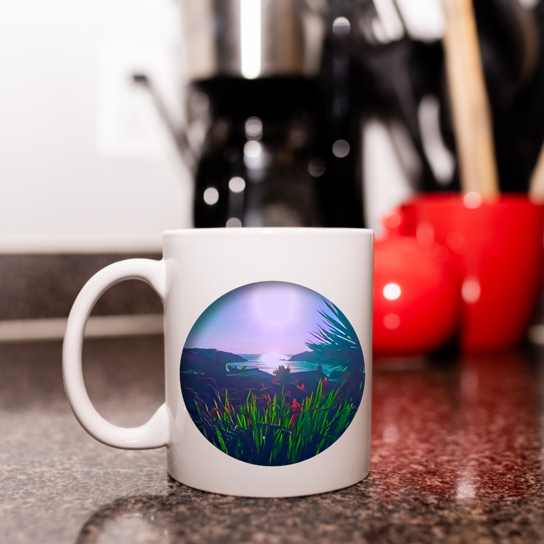 11oz Ceramic Mug -  Sunset Over The Bay. - Above the Coast